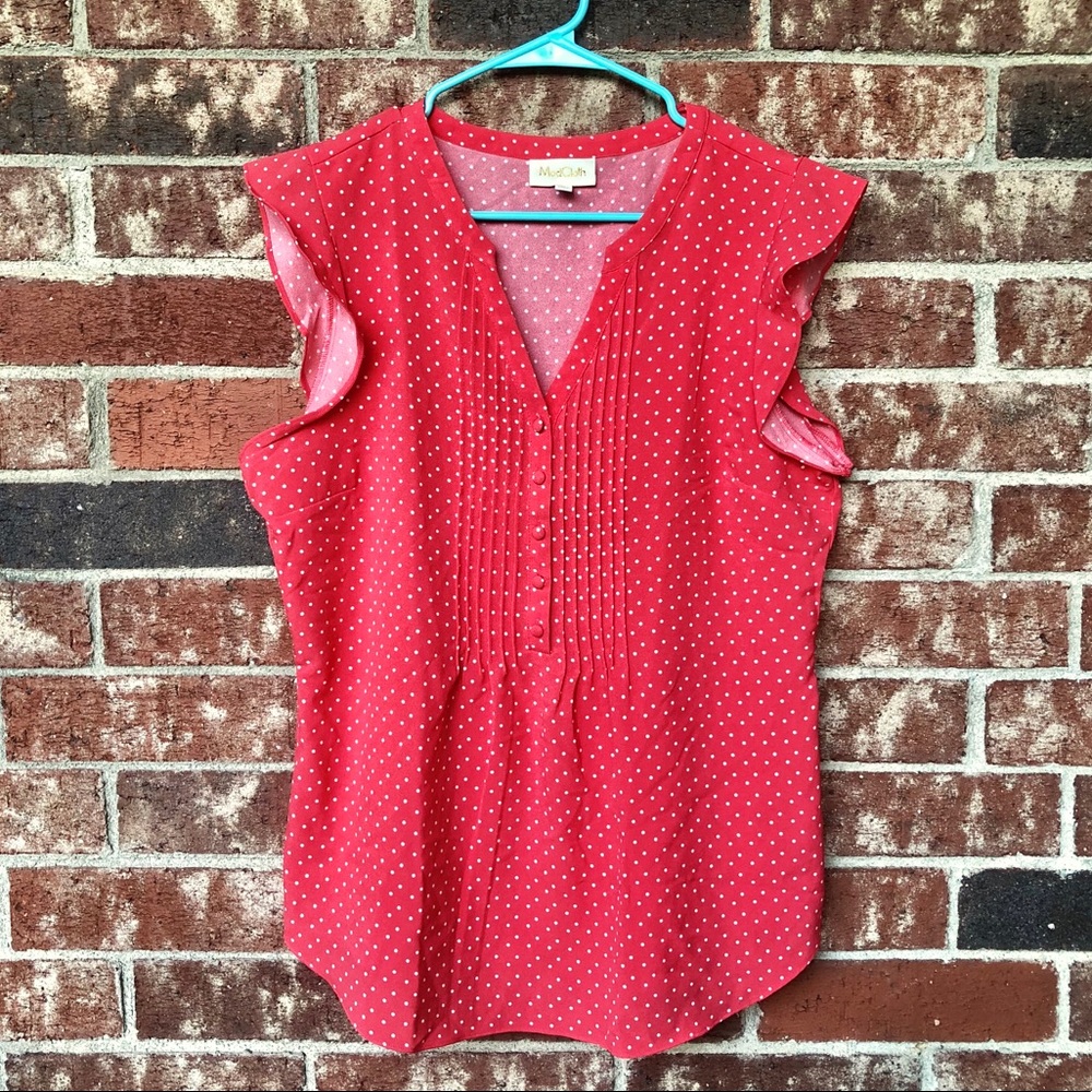 Modcloth Polka Dot Flutter Sleeve Blouse